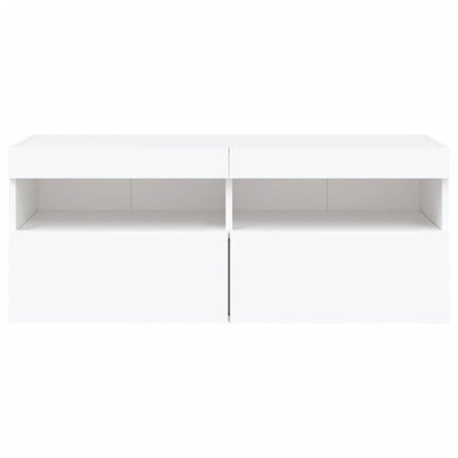 TV-Wandschrank mit LED-Leuchten Weiß 100x30x40 cm