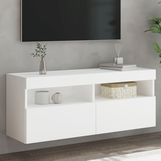 TV-Wandschrank mit LED-Leuchten Weiß 100x30x40 cm