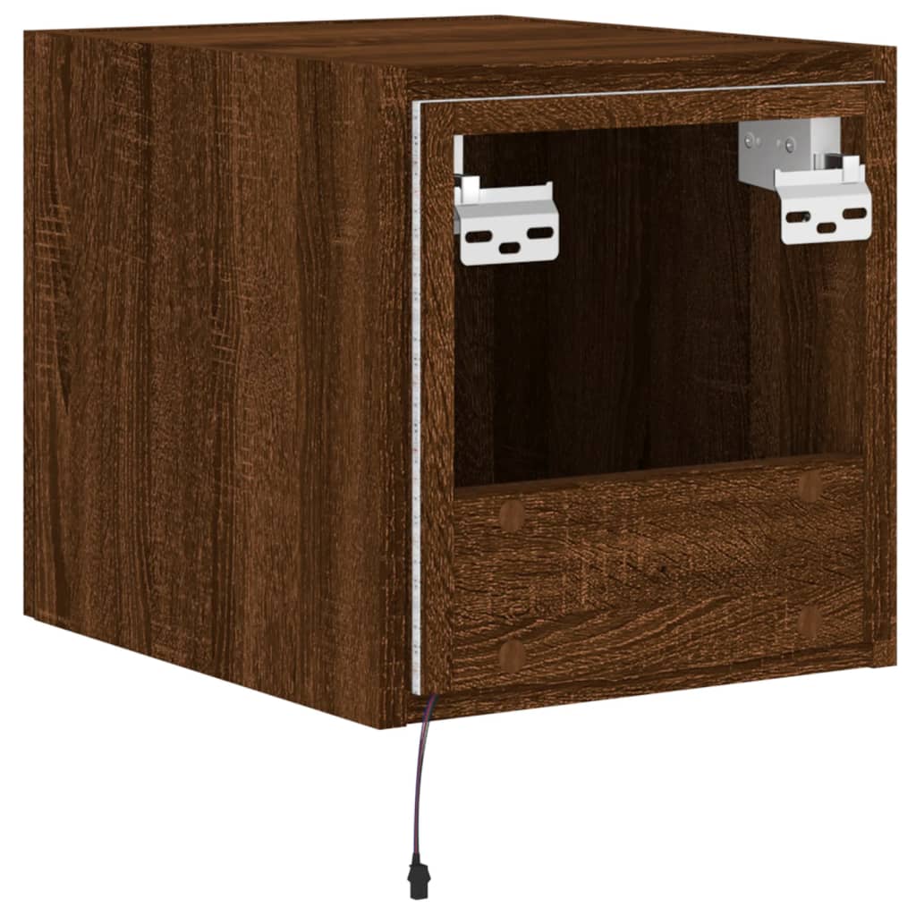 TV-Wandschrank mit LED-Leuchten Braun Eichen-Optik 30,5x35x30cm