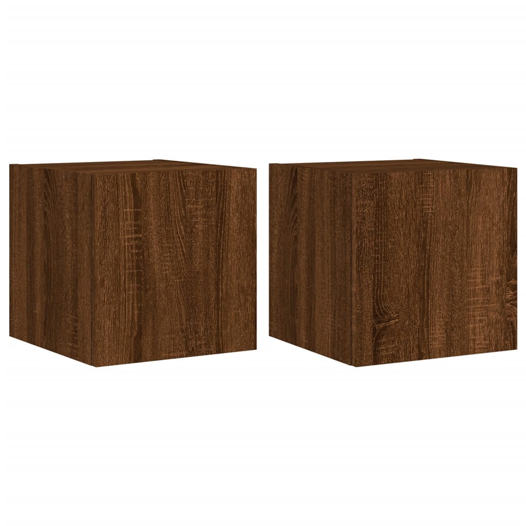 TV overskabe med LED lys 2 stk Brun eg look