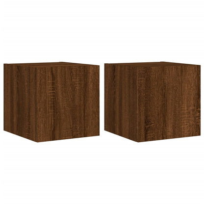 TV overskabe med LED lys 2 stk Brun eg look