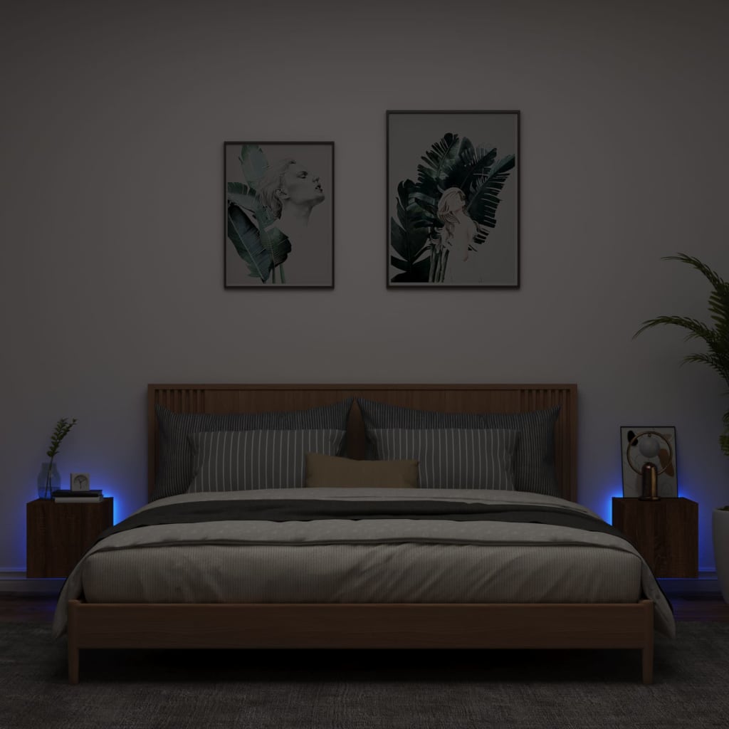 TV overskabe med LED lys 2 stk Brun eg look