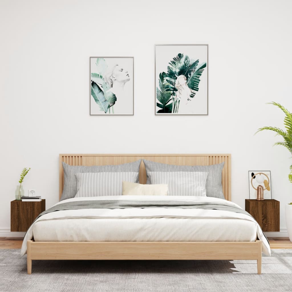 TV overskabe med LED lys 2 stk Brun eg look