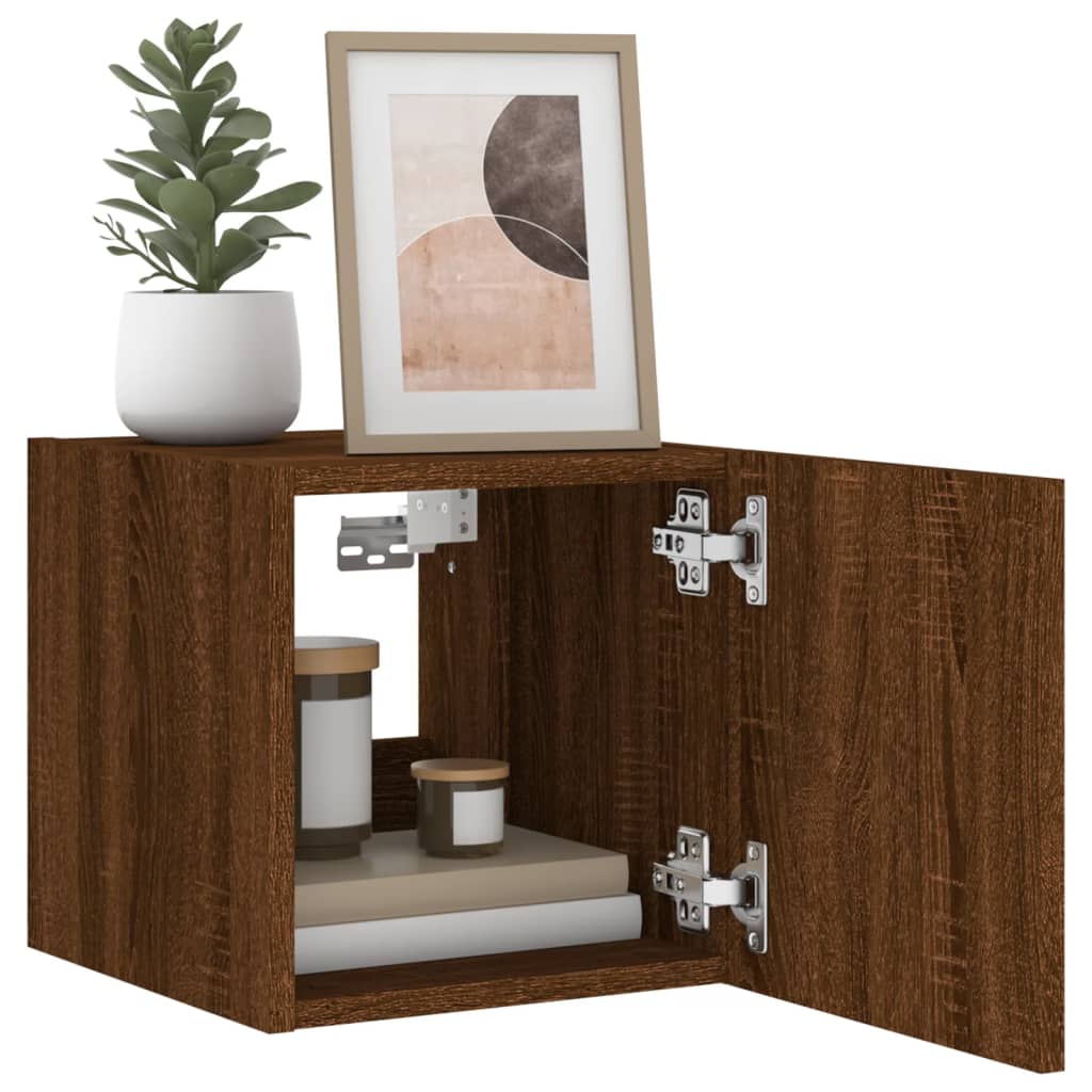 TV overskabe med LED lys 2 stk Brun eg look