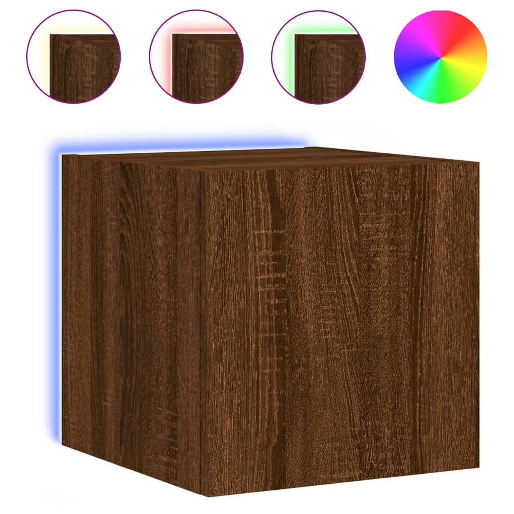 TV overskabe med LED lys 2 stk Brun eg look