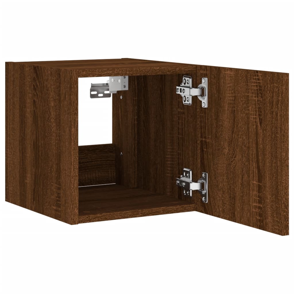 TV overskabe med LED lys 2 stk Brun eg look