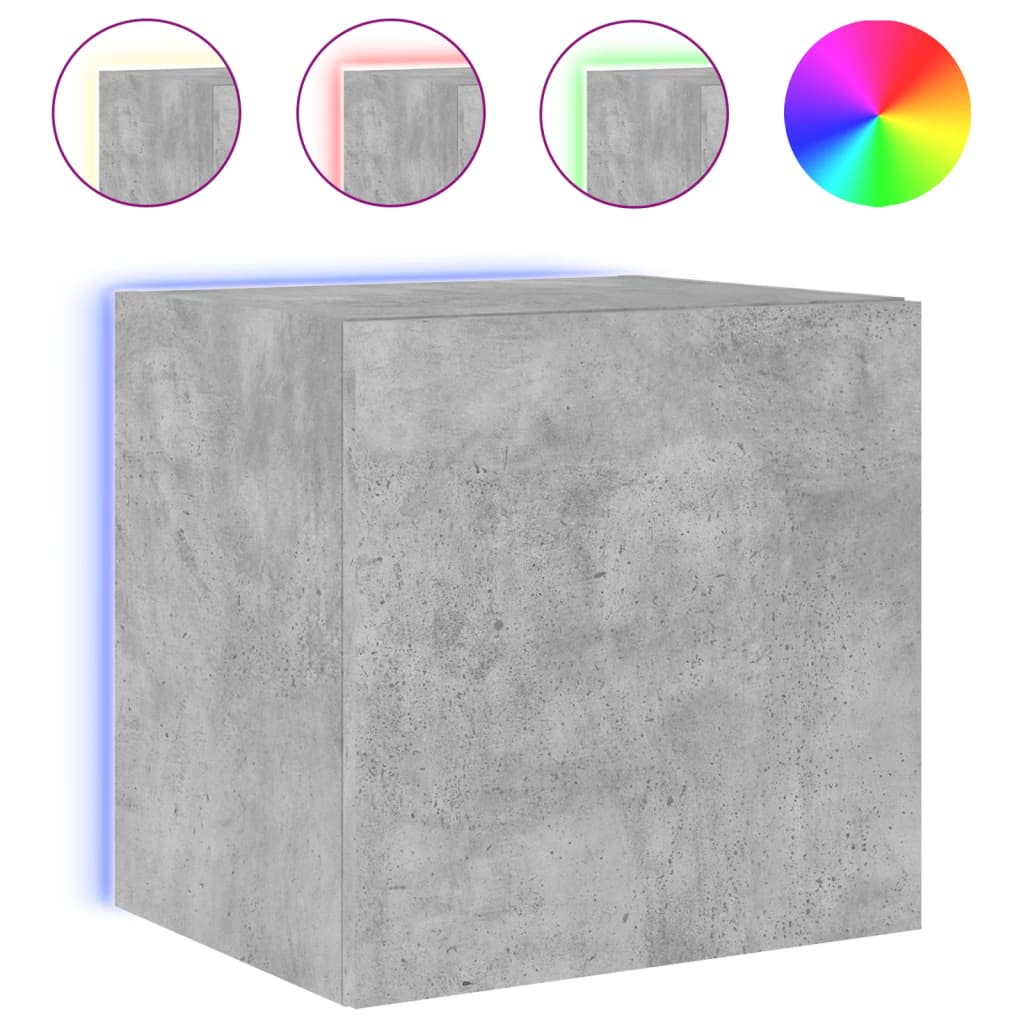 TV-Wandschrank mit LED-Leuchten Betongrau 40,5x35x40 cm