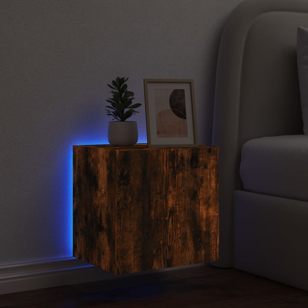 TV-Wandschrank mit LED-Leuchten Räuchereiche 40,5x35x40 cm