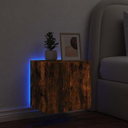 TV-Wandschrank mit LED-Leuchten Räuchereiche 40,5x35x40 cm