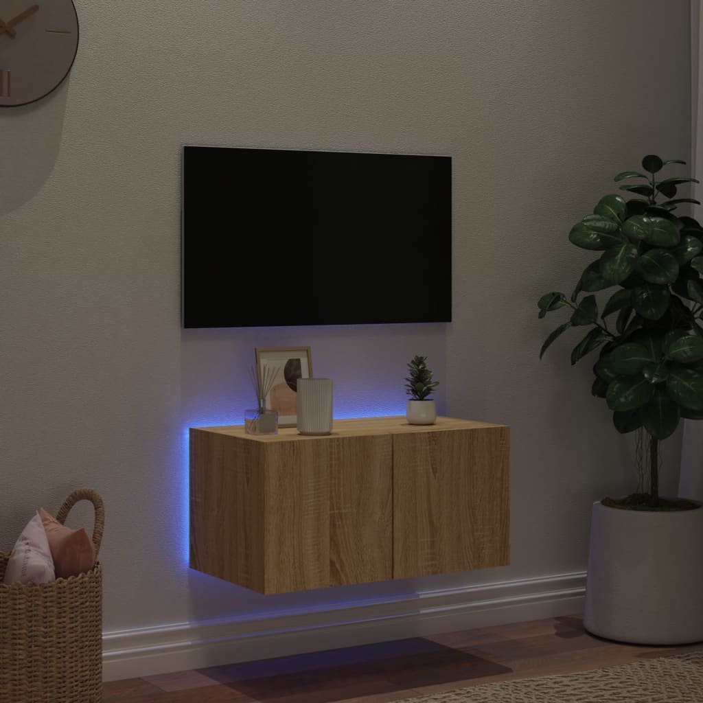 TV-Wandschrank mit LED-Leuchten Sonoma-Eiche 60x35x31 cm