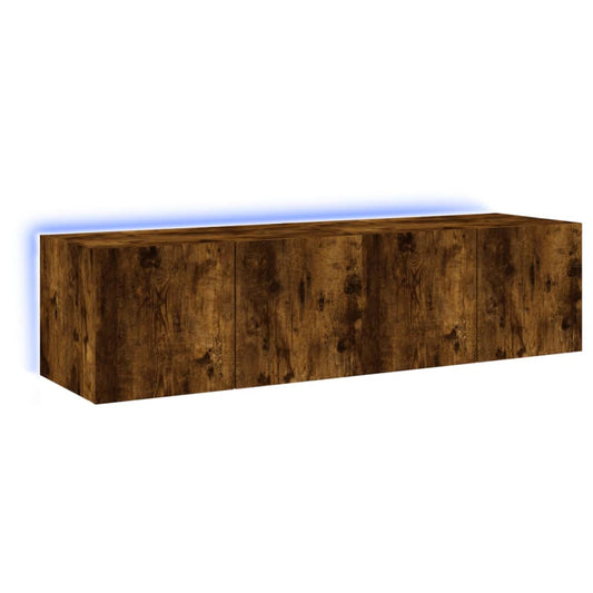 TV-Wandschränke mit LED-Leuchten 2 Stk. Räuchereiche 60x35x31cm