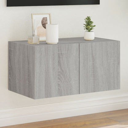TV-Wandschrank mit LED-Leuchten Grau Sonoma 60x35x31 cm