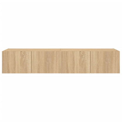 TV-Wandschränke mit LED-Leuchten 2 Stk. Sonoma-Eiche 80x35x31cm