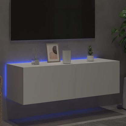 TV-Wandschrank mit LED-Leuchten Weiß 100x35x31 cm