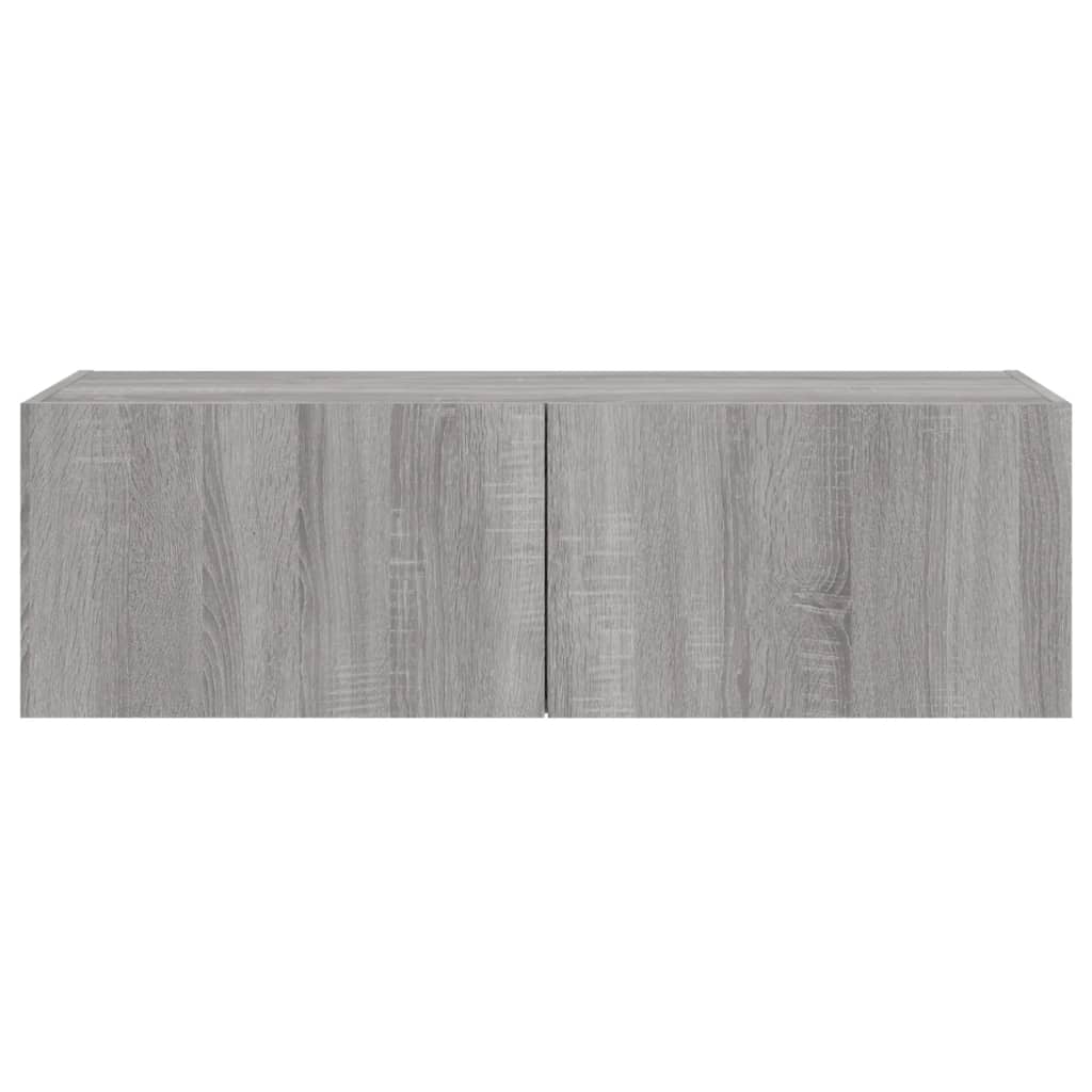 TV-Wandschrank mit LED-Leuchten Grau Sonoma 100x35x31 cm