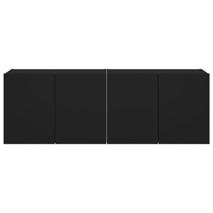 TV-Wandschränke mit LED-Leuchten 2 Stk. Schwarz 60x35x41 cm