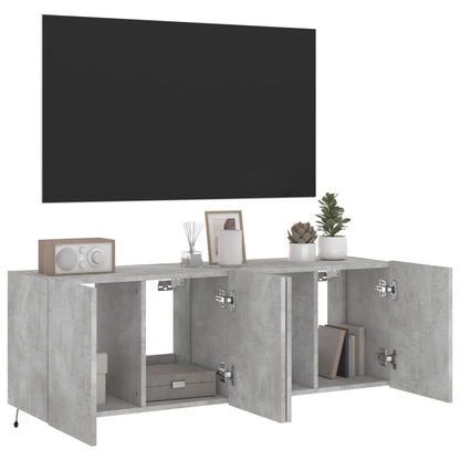 TV-Wandschränke mit LED-Leuchten 2 Stk. Betongrau 60x35x41 cm