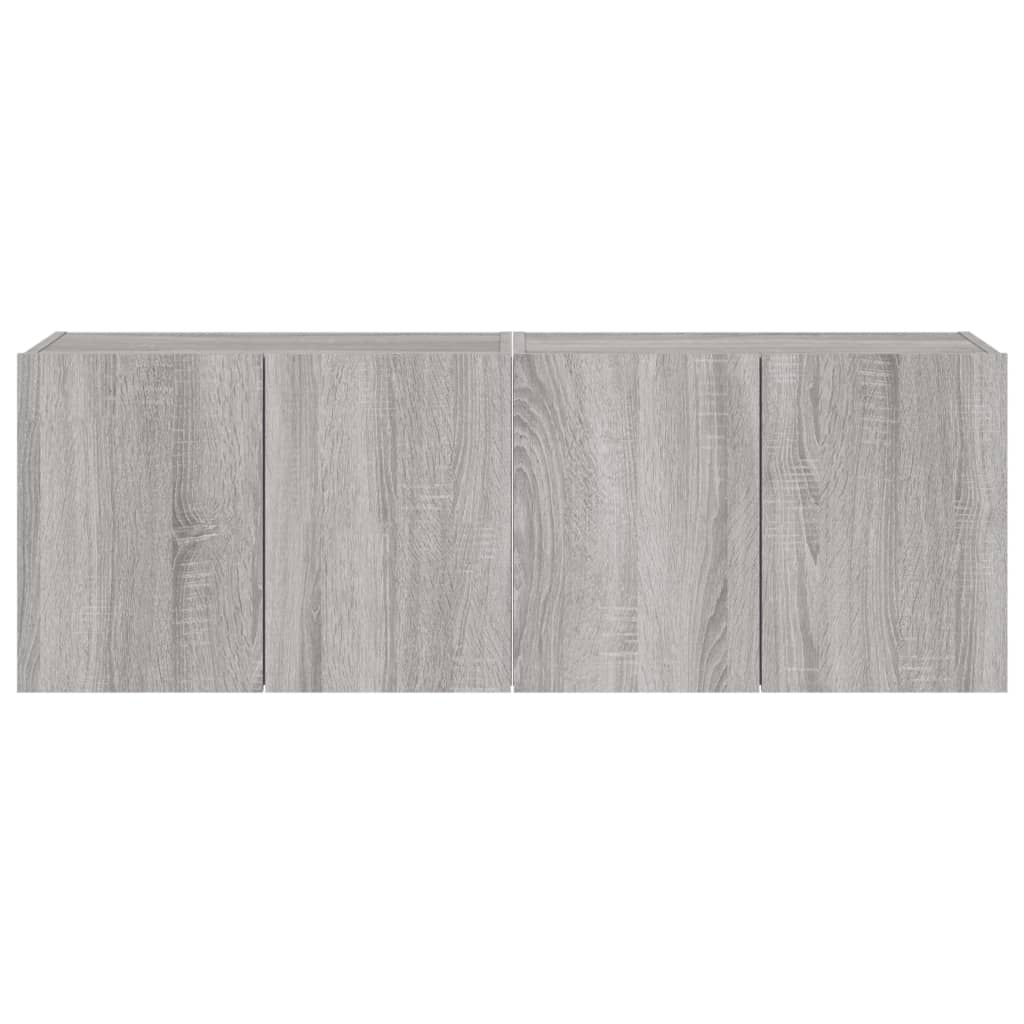 TV-Wandschränke mit LED-Leuchten 2 Stk. Grau Sonoma 60x35x41 cm