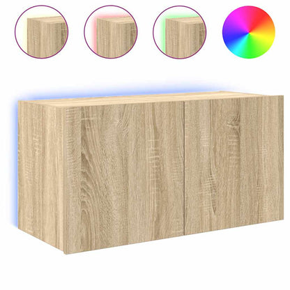 TV-Wandschrank mit LED-Leuchten Sonoma-Eiche 80x35x41 cm