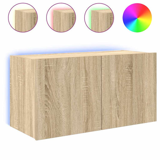 TV-Wandschrank mit LED-Leuchten Sonoma-Eiche 80x35x41 cm