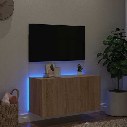 TV-Wandschrank mit LED-Leuchten Sonoma-Eiche 80x35x41 cm