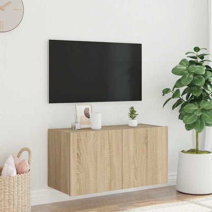TV-Wandschrank mit LED-Leuchten Sonoma-Eiche 80x35x41 cm