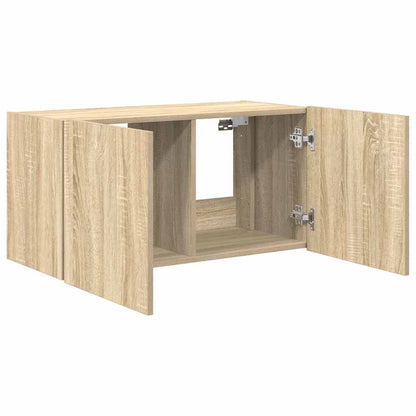 TV-Wandschrank mit LED-Leuchten Sonoma-Eiche 80x35x41 cm