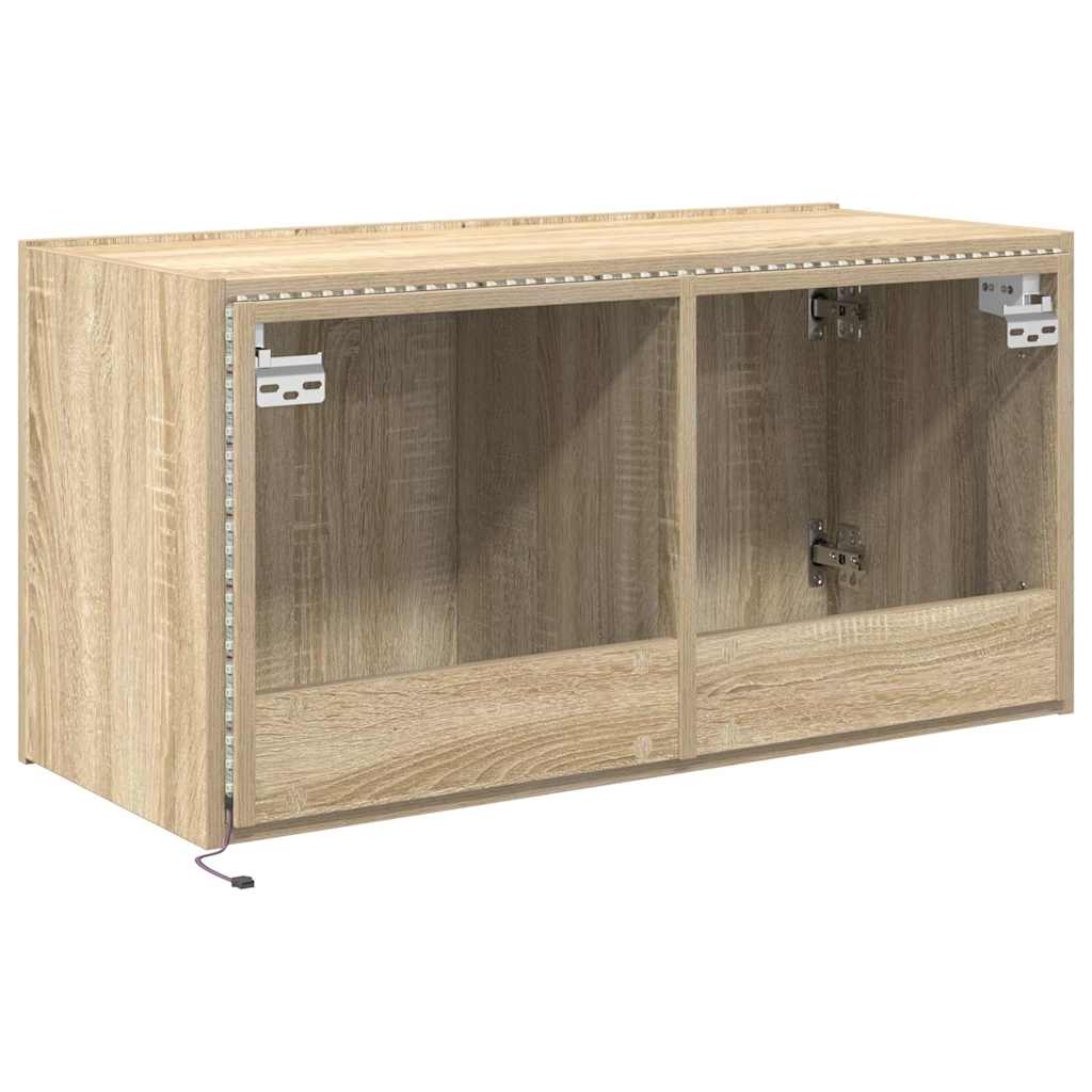 TV-Wandschrank mit LED-Leuchten Sonoma-Eiche 80x35x41 cm