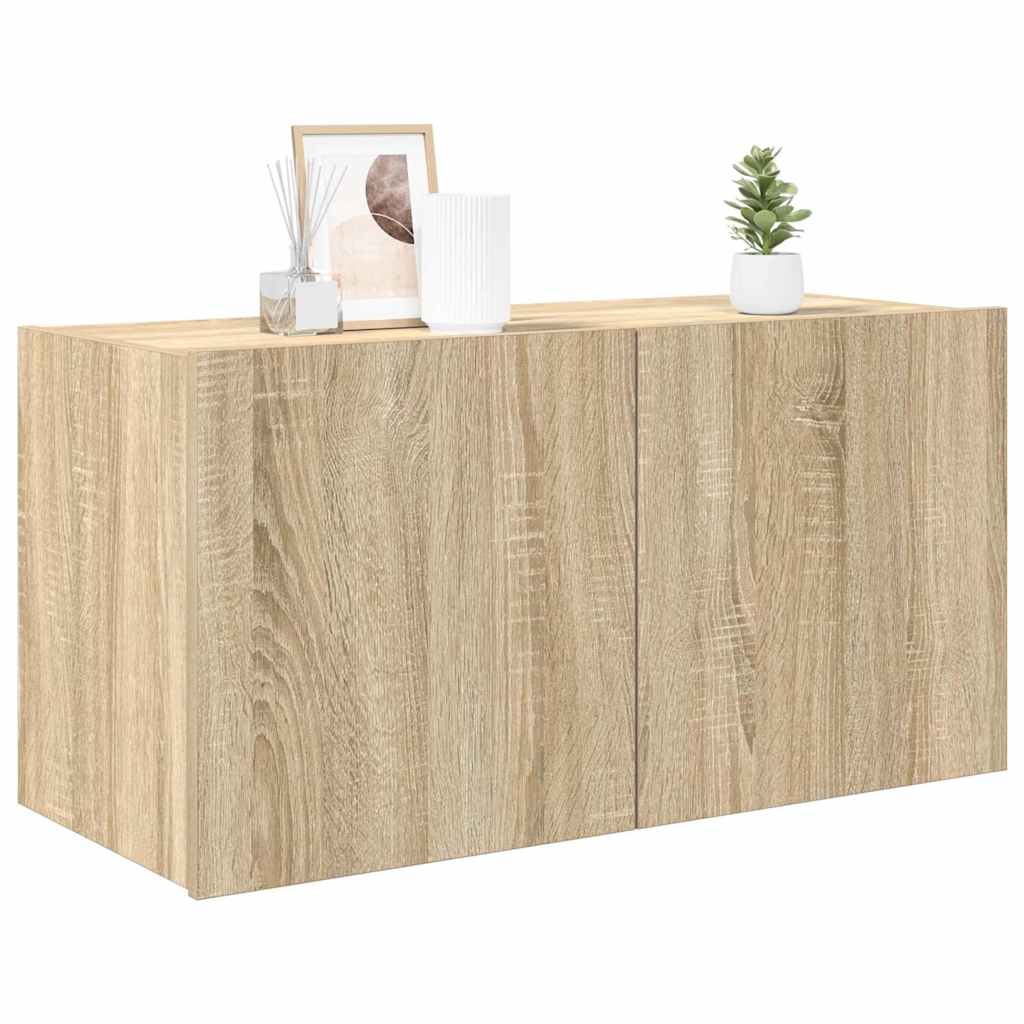TV-Wandschrank mit LED-Leuchten Sonoma-Eiche 80x35x41 cm