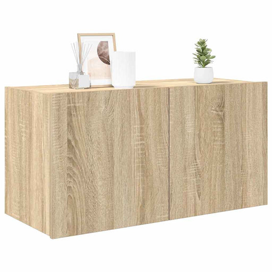 TV-Wandschrank mit LED-Leuchten Sonoma-Eiche 80x35x41 cm