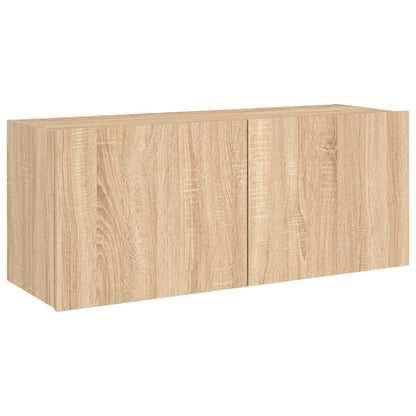 TV-Wandschrank mit LED-Leuchten Sonoma-Eiche 100x35x41 cm