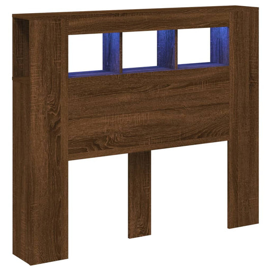 LED-Kopfteil Braun Eichen-Optik 120x18,5x103,5 cm Holzwerkstoff