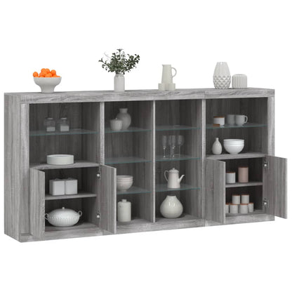 Sideboard mit LED-Leuchten Grau Sonoma 202x37x100 cm