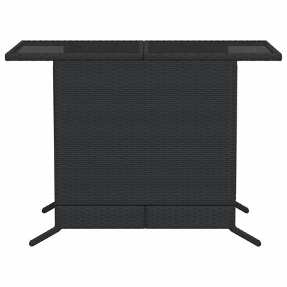 3-tlg. Bistro-Set mit Kissen Schwarz Poly Rattan