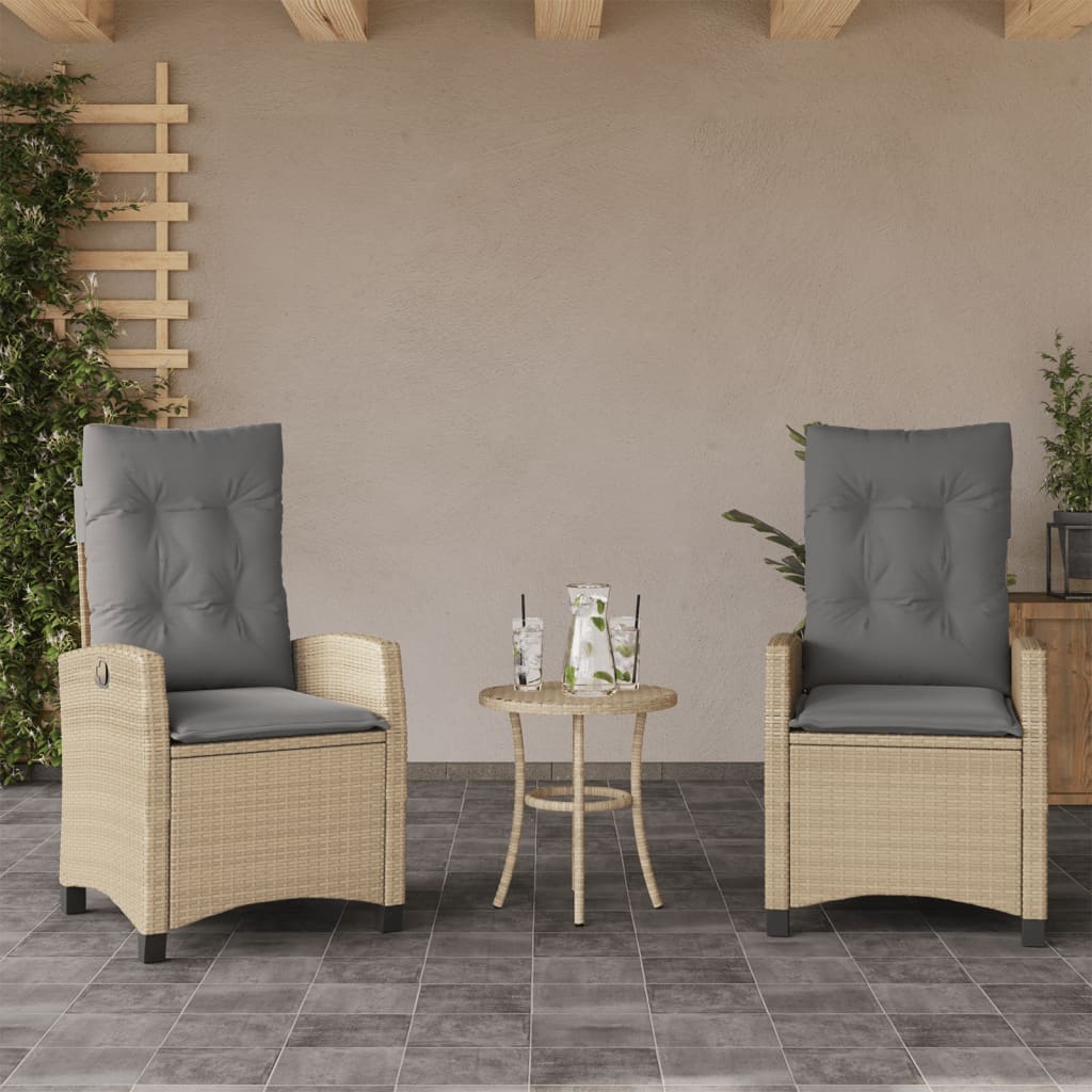 Gartensessel Kissen 2Stk. Verstellbar Beigemischung Poly Rattan