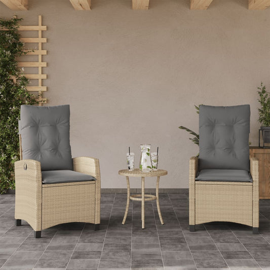 Gartensessel Kissen 2Stk. Verstellbar Beigemischung Poly Rattan