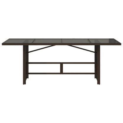 Gartentisch mit Glasplatte Braun 190x80x74 cm Poly Rattan