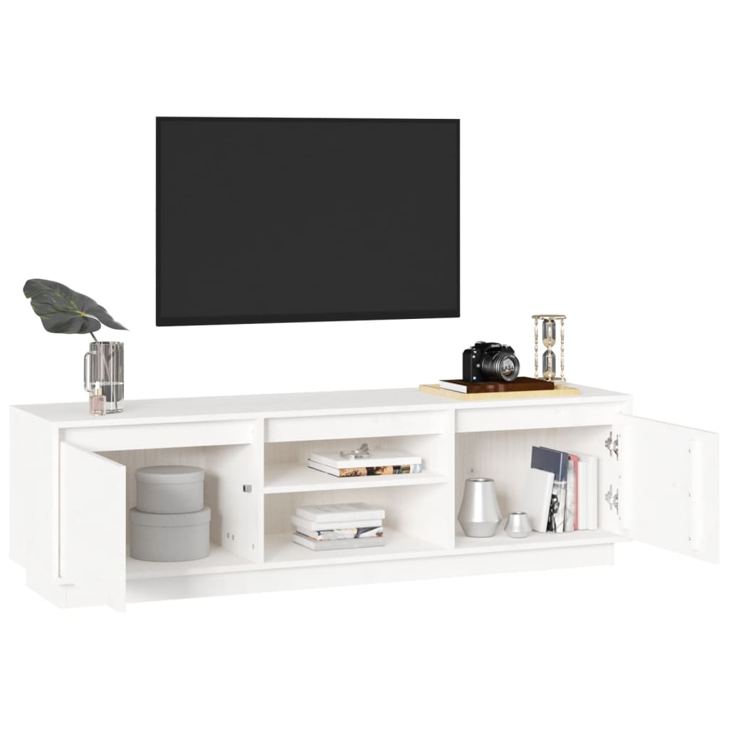 TV-skab Hvid 140x35x40 cm Massiv Fyr