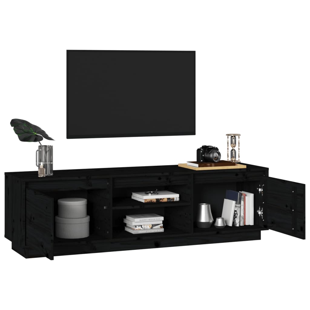 TV-skab Sort 140x35x40 cm Massiv Fyr