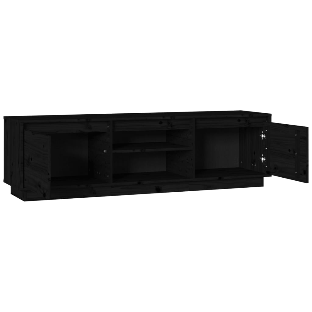 TV-skab Sort 140x35x40 cm Massiv Fyr
