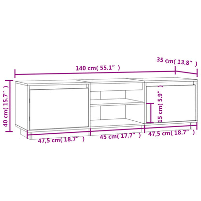TV-skab Sort 140x35x40 cm Massiv Fyr