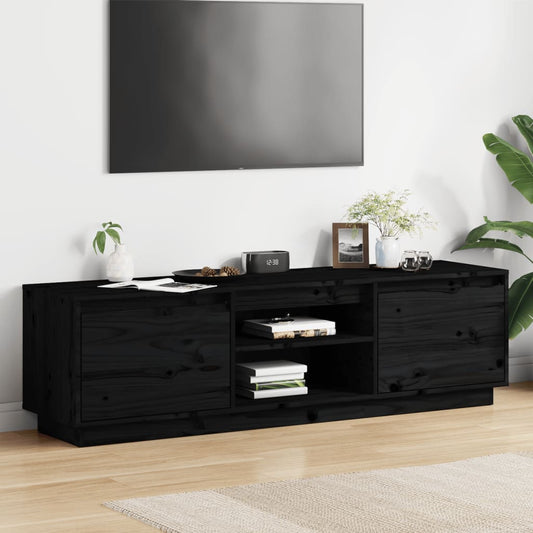 TV-skab Sort 140x35x40 cm Massiv Fyr