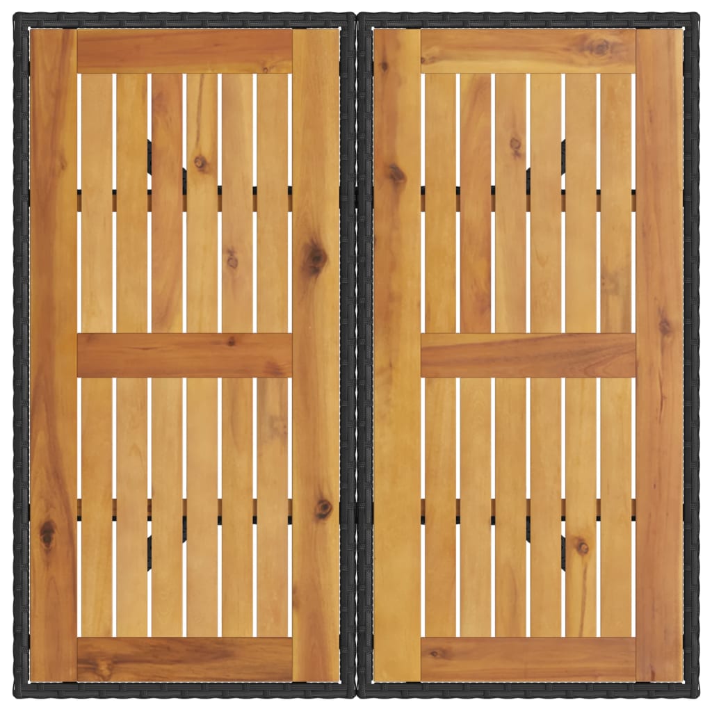 Havebord med træplade Sort 80x80x75 cm Poly Rattan