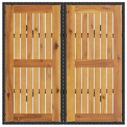 Havebord med træplade Sort 80x80x75 cm Poly Rattan