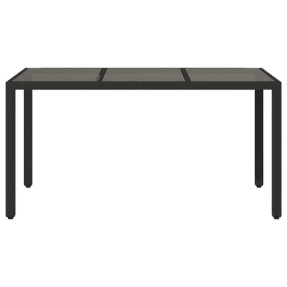 Havebord med glasplade Sort 150x90x75 cm Polyrattan