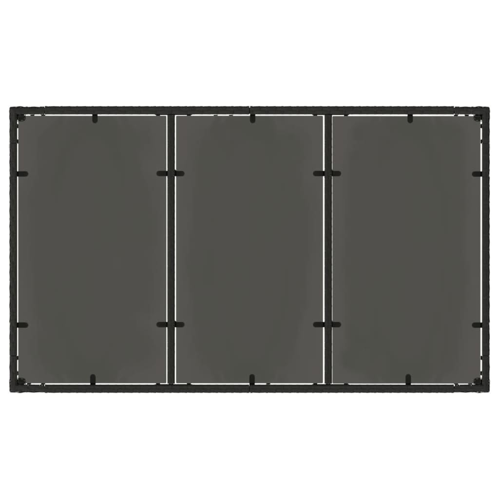 Havebord med glasplade Sort 150x90x75 cm Polyrattan