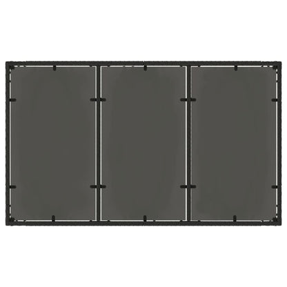 Havebord med glasplade Sort 150x90x75 cm Polyrattan