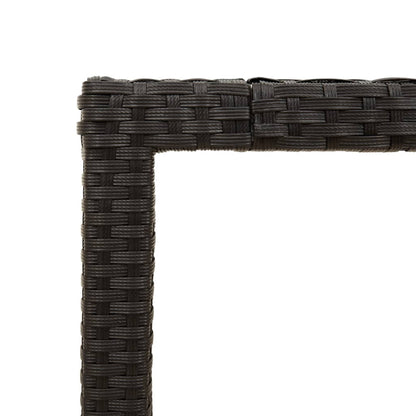 Havebord med glasplade Sort 150x90x75 cm Polyrattan