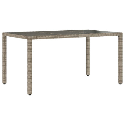 Havebord med glasplade Grå 150x90x75 cm Polyrattan
