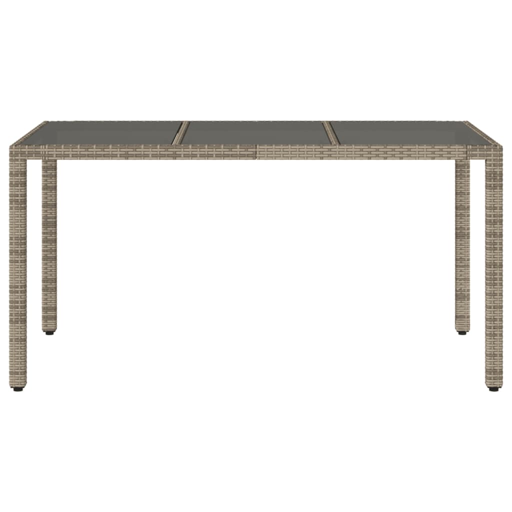 Havebord med glasplade Grå 150x90x75 cm Polyrattan